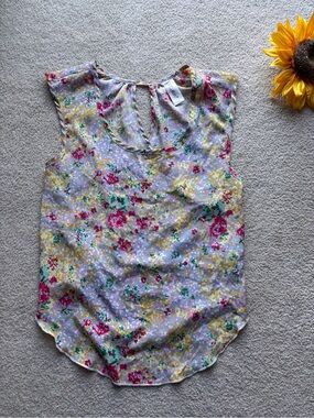 5th & Culture Floral Sleeveless Blouse Size S Lightweight Keyhole Back Top